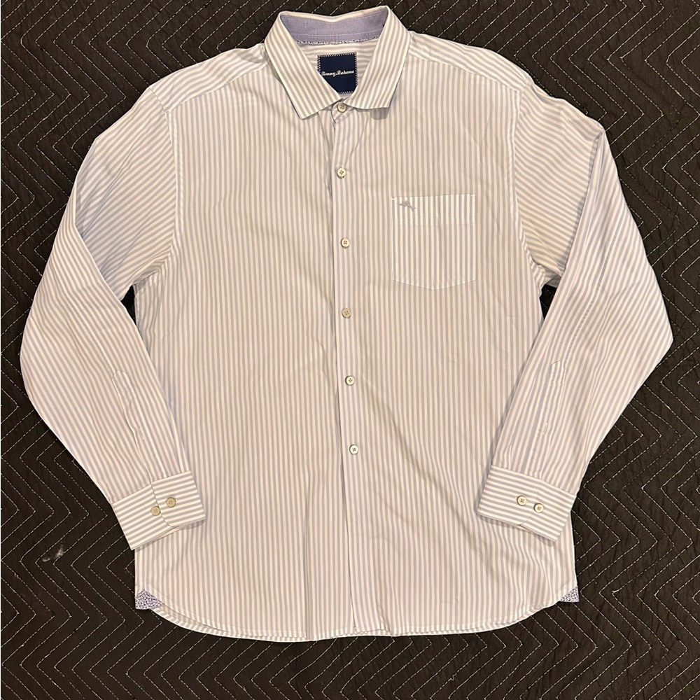 Tommy Bahama Men's White / light blue Striped Button Down Shirt